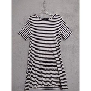 Lou and Grey Dress Women's S Navy Blue and Beige Stripe Stretch Cotton